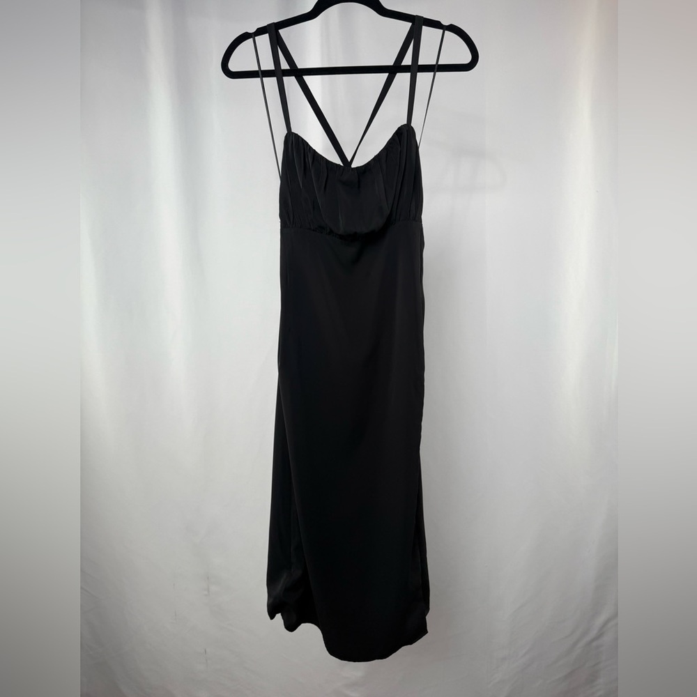 NWT Abercrombie & Fitch‎ Criss Cross Back Midi Dress in Black Size Large - Picture 2 of 11
